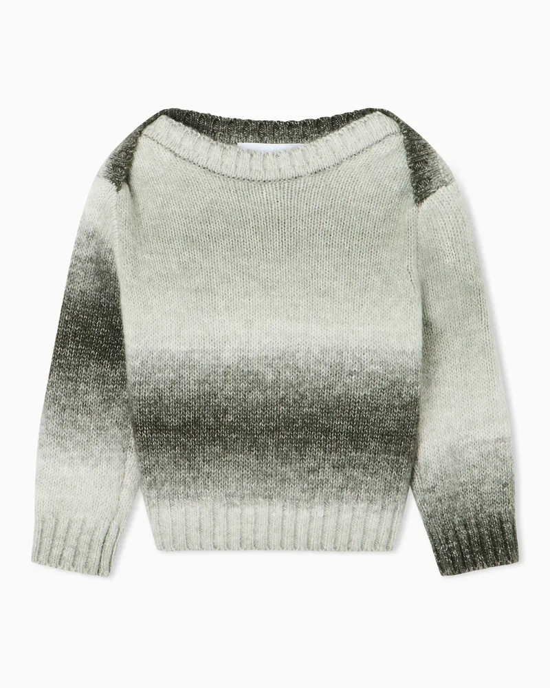 Emporio Armani Regular Fit Strickpullover mit Farbverlauf und Rippbündchen Grün