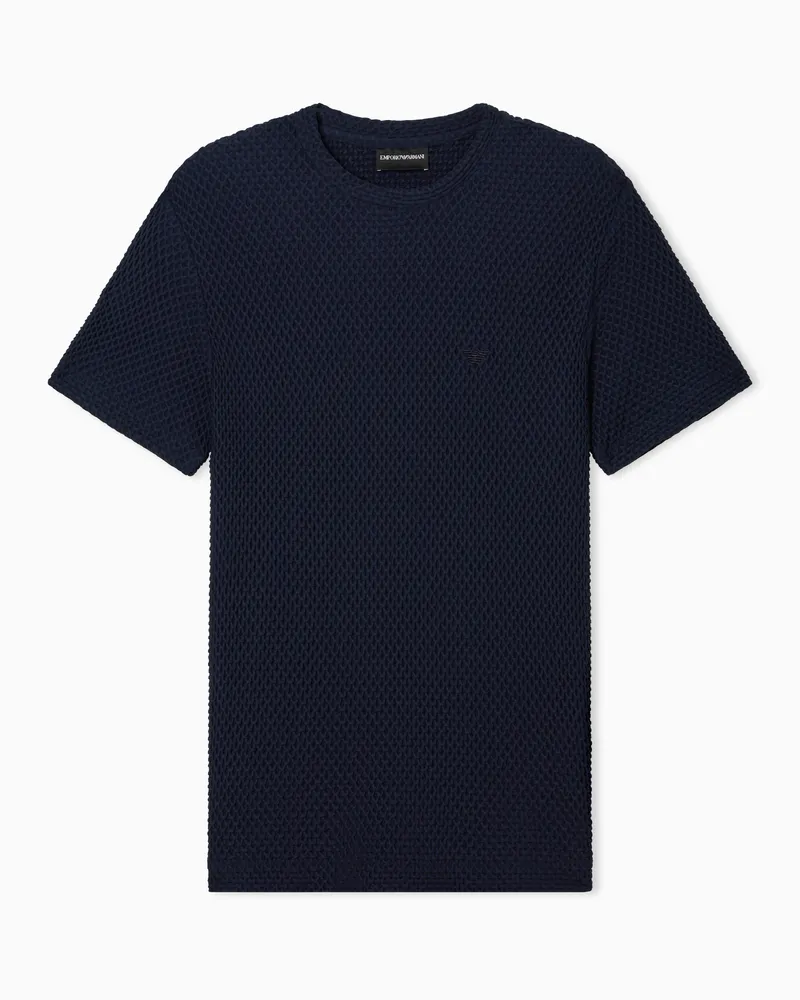 Emporio Armani Embossed bi-elastic jersey T-shirt Marineblau