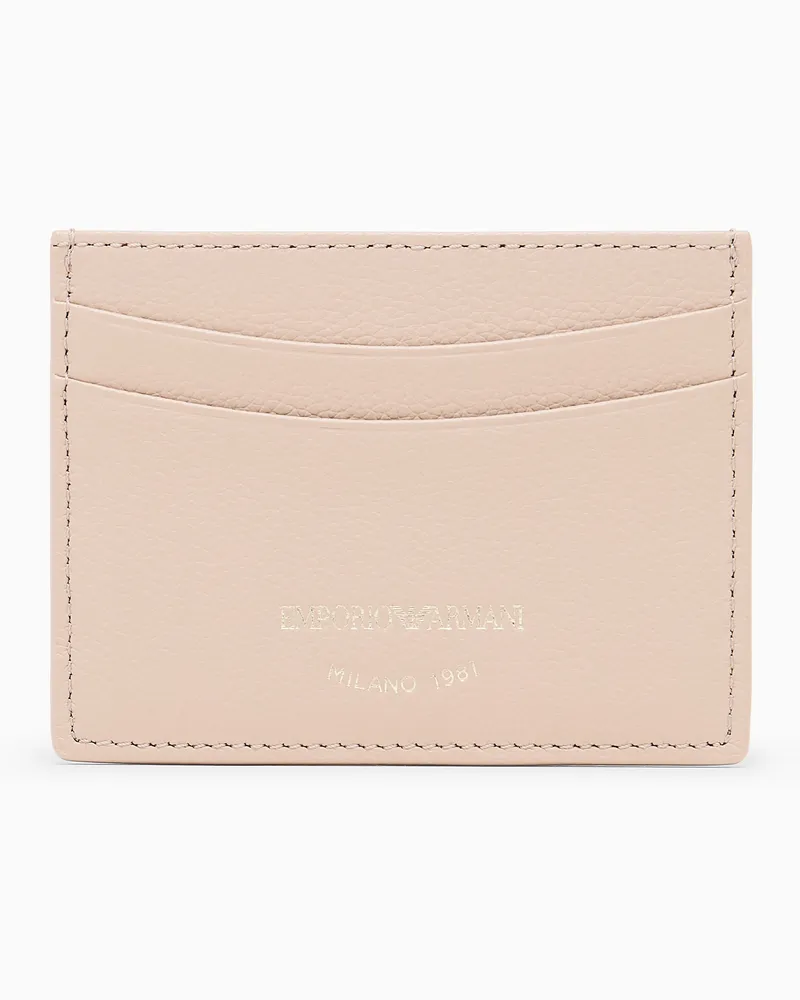 Emporio Armani Kartenetui aus getrommeltem Leder Beige