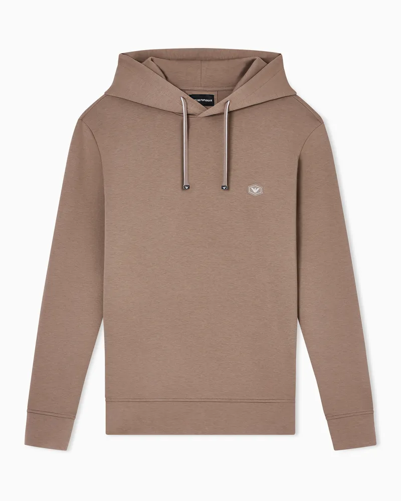 Emporio Armani Sweatshirt mit Kapuze und kleinem Logoaufnäher Beige