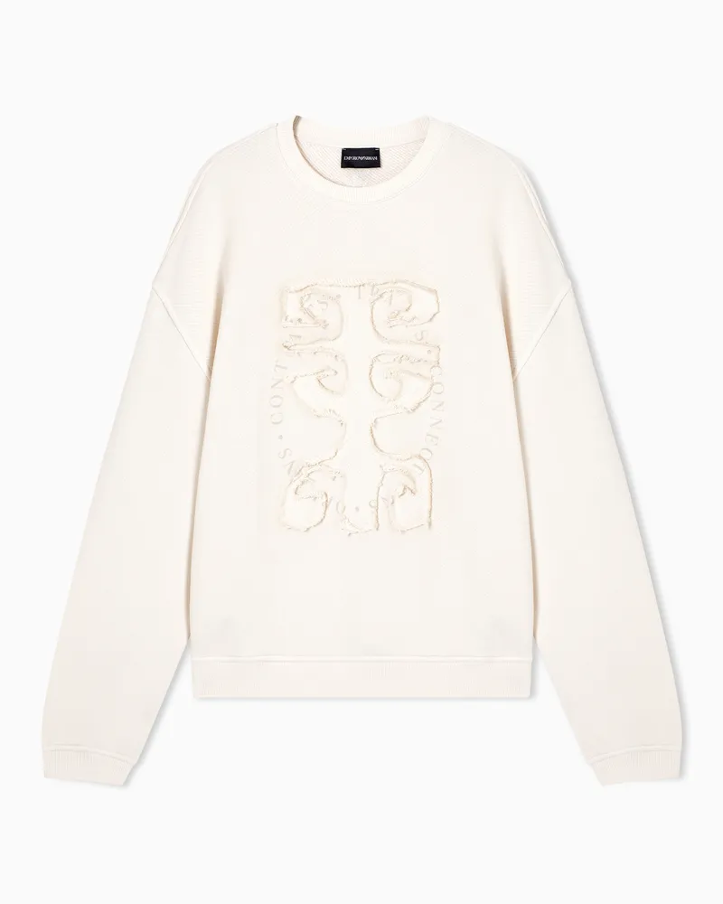 Emporio Armani Soft diagonal cotton sweatshirt Beige