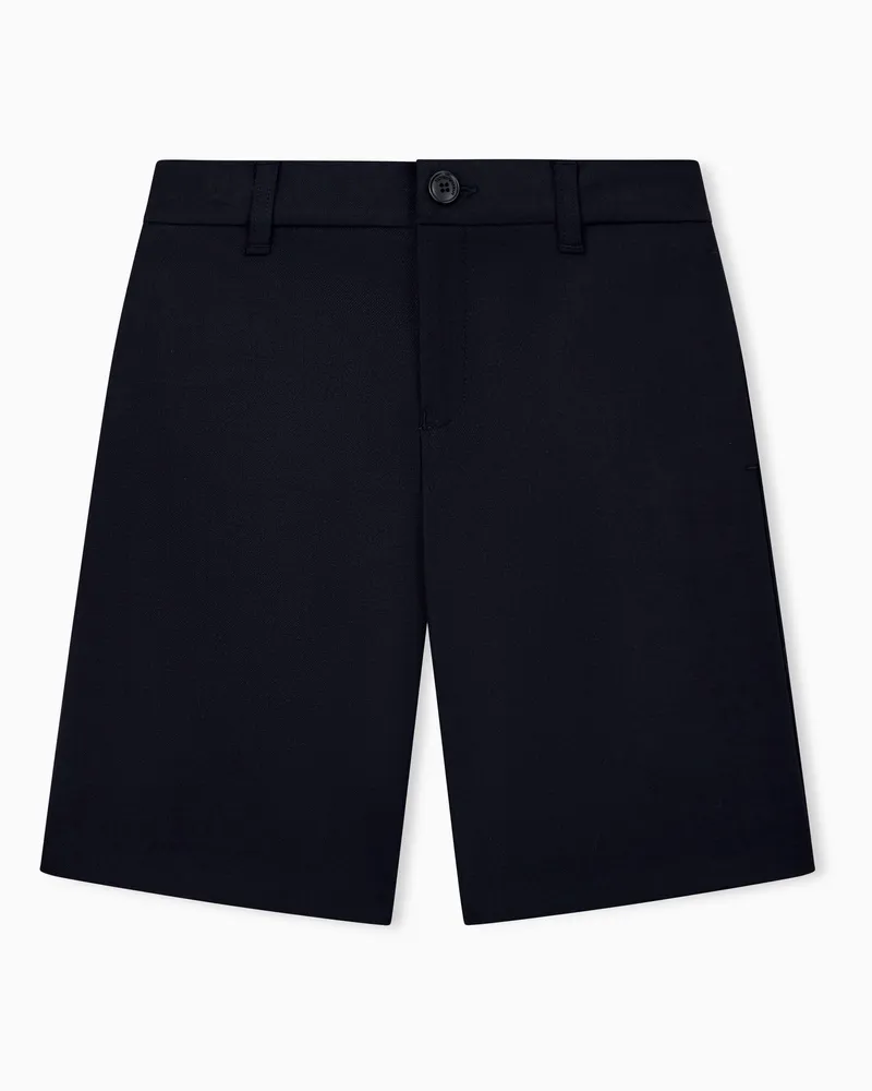 Emporio Armani Regular Fit Shorts aus Wolle mit flacher Vorderseite Blau