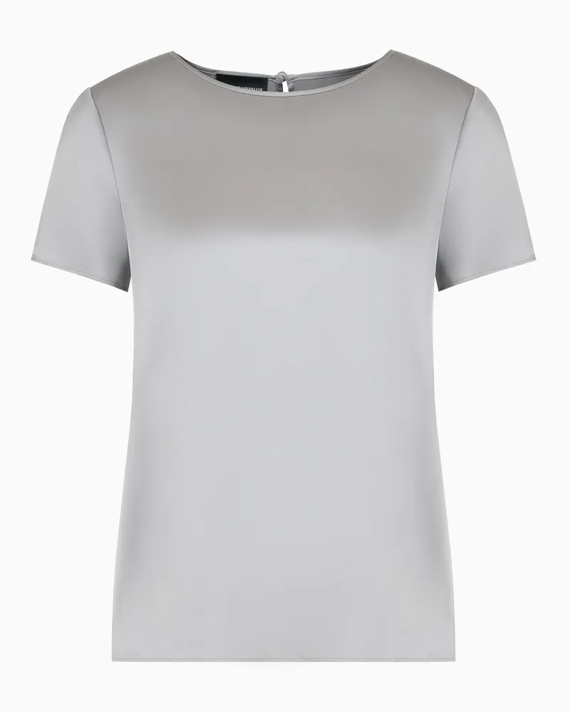 Emporio Armani Bluse mit kurzen Ärmeln aus Seidensatin Grau