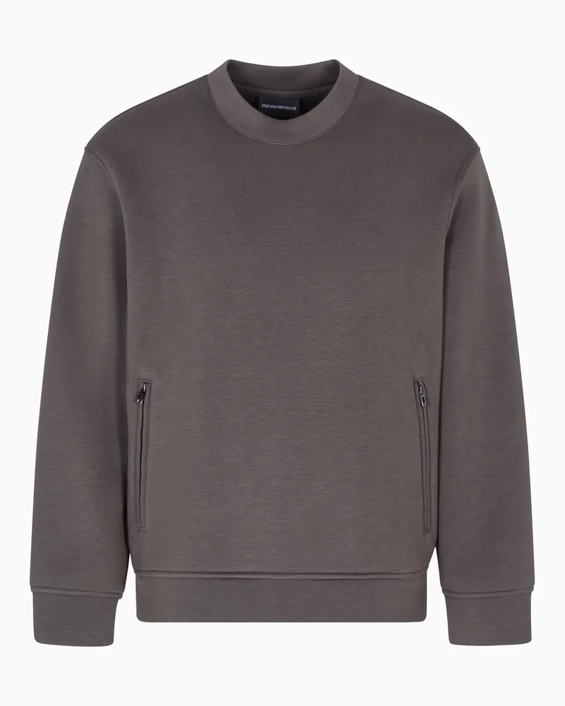 Emporio Armani Travel Essential Sweatshirt aus doppellagigem Jersey Grau