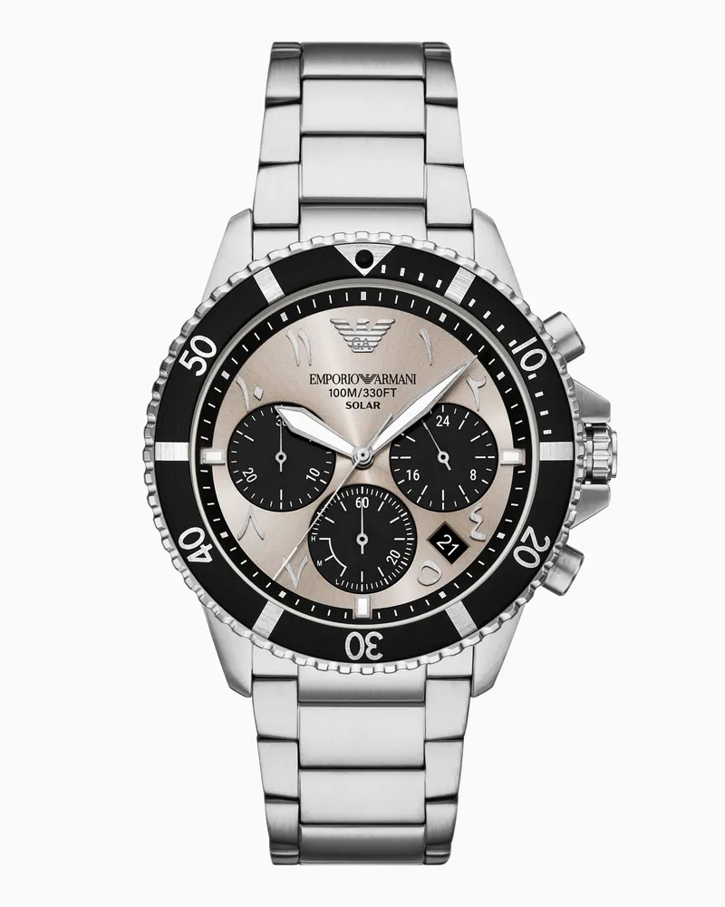 Emporio Armani Solarbetriebener World Explorer Chronograph aus Edelstahl Mehrfarbig