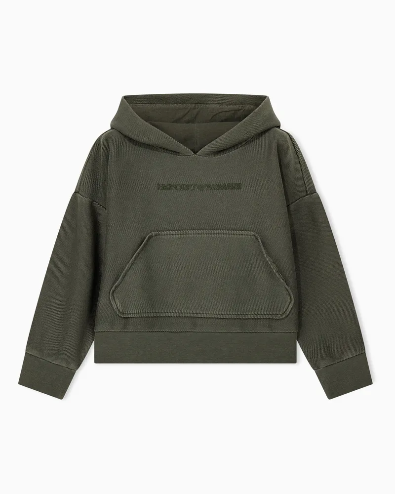 Emporio Armani Regular Fit Hoodie aus Baumwolljersey mit Diagonalstruktur Grün