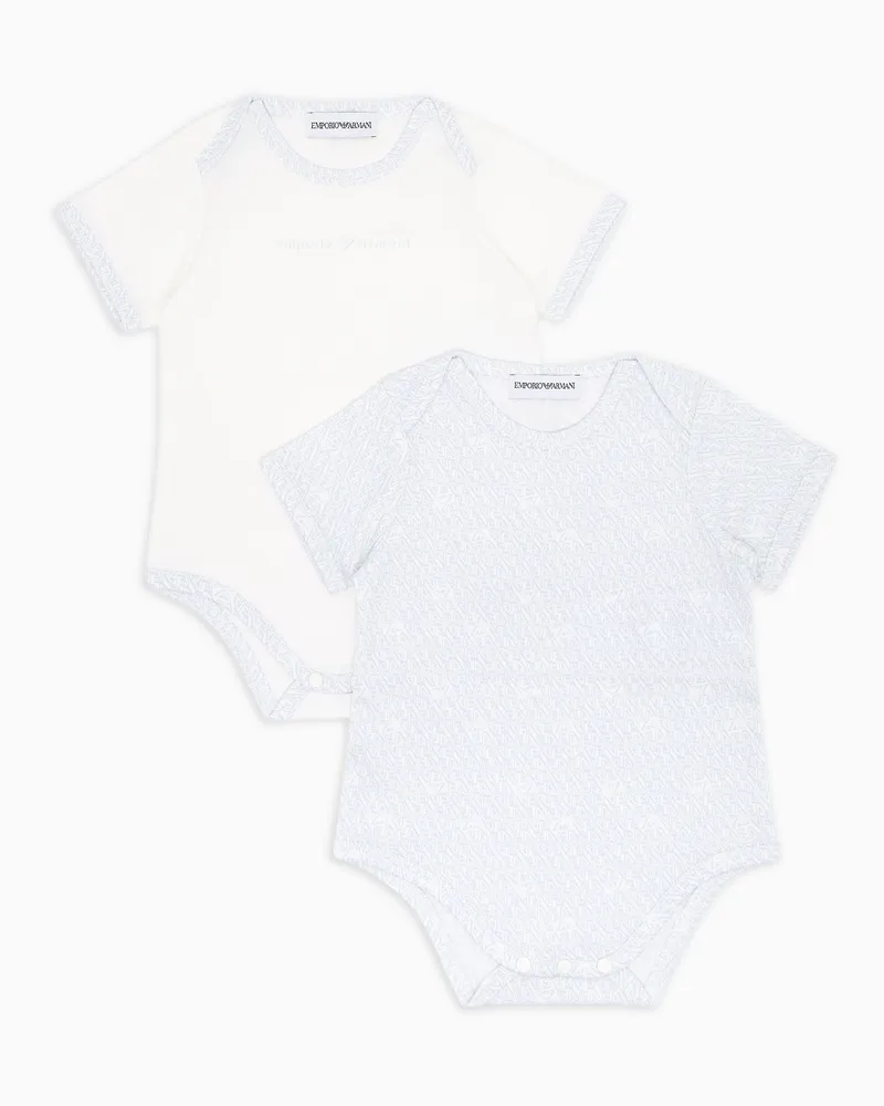 Emporio Armani Jumpsuit and 2 bodysuits in all-over EA logo jersey Hellblau