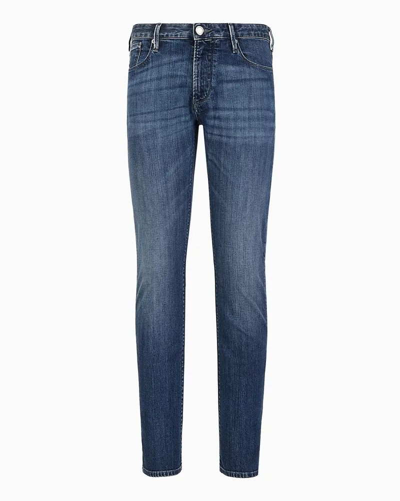 Emporio Armani Jeans J06 in Slim Fit aus Denim-Twill 10 oz in Melange-Optik Blau
