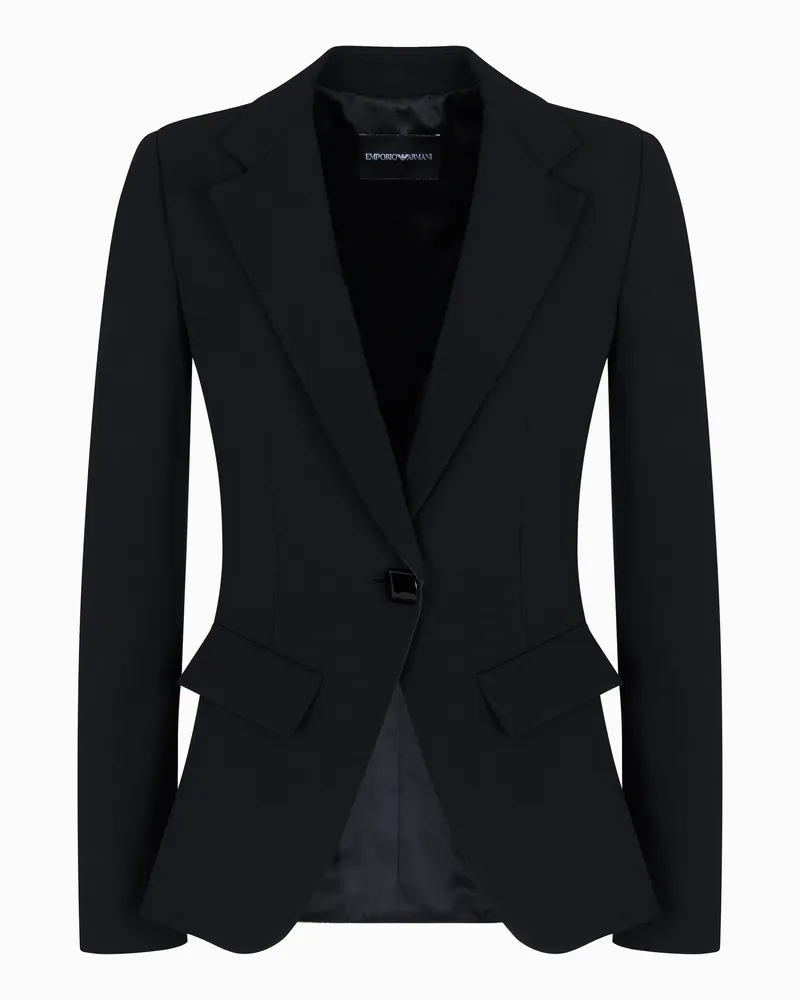 Emporio Armani Einreihiger Blazer aus Krepp-Cady Schwarz