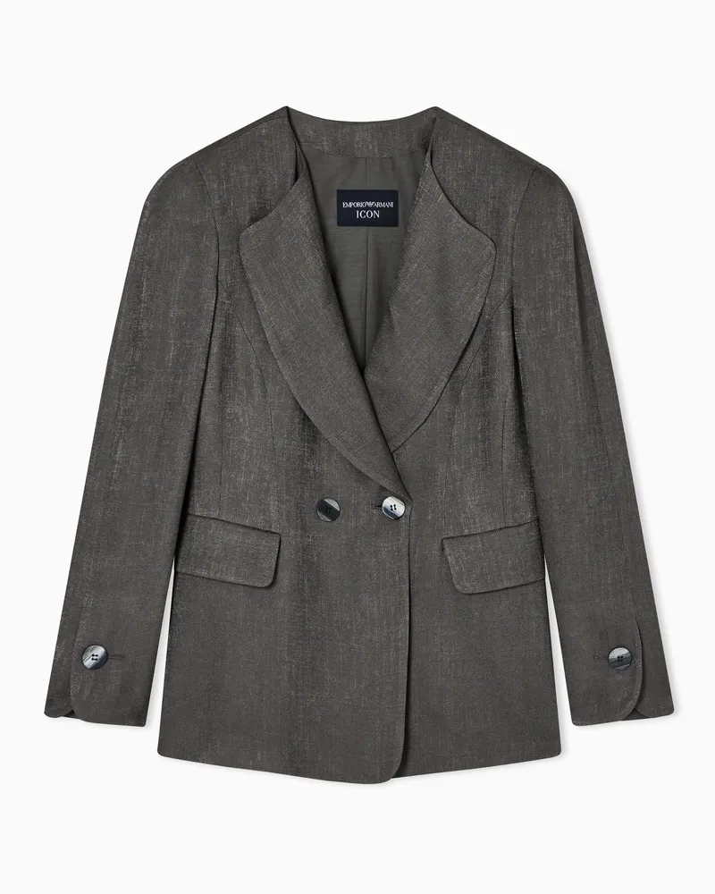 Emporio Armani Icon Doppelreihiges Sakko aus strukturiertem Jacquard-Stoff Braun