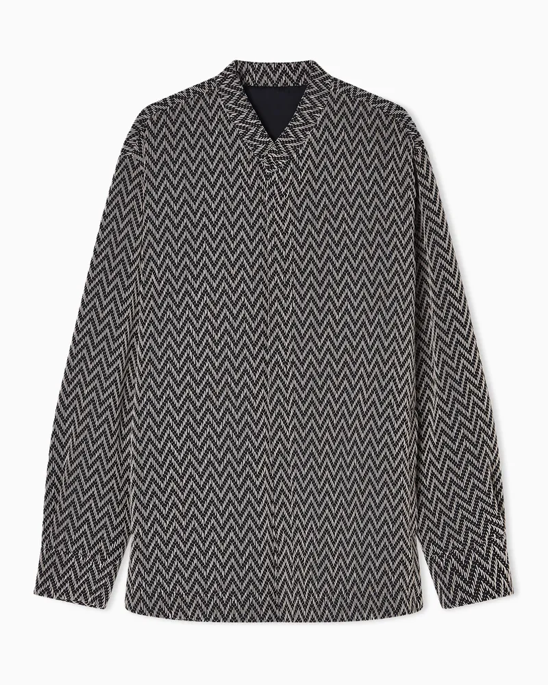Emporio Armani Hemdjacke aus Jacquard-Stoff mit Icon-Chevron-Motiv Schwarz