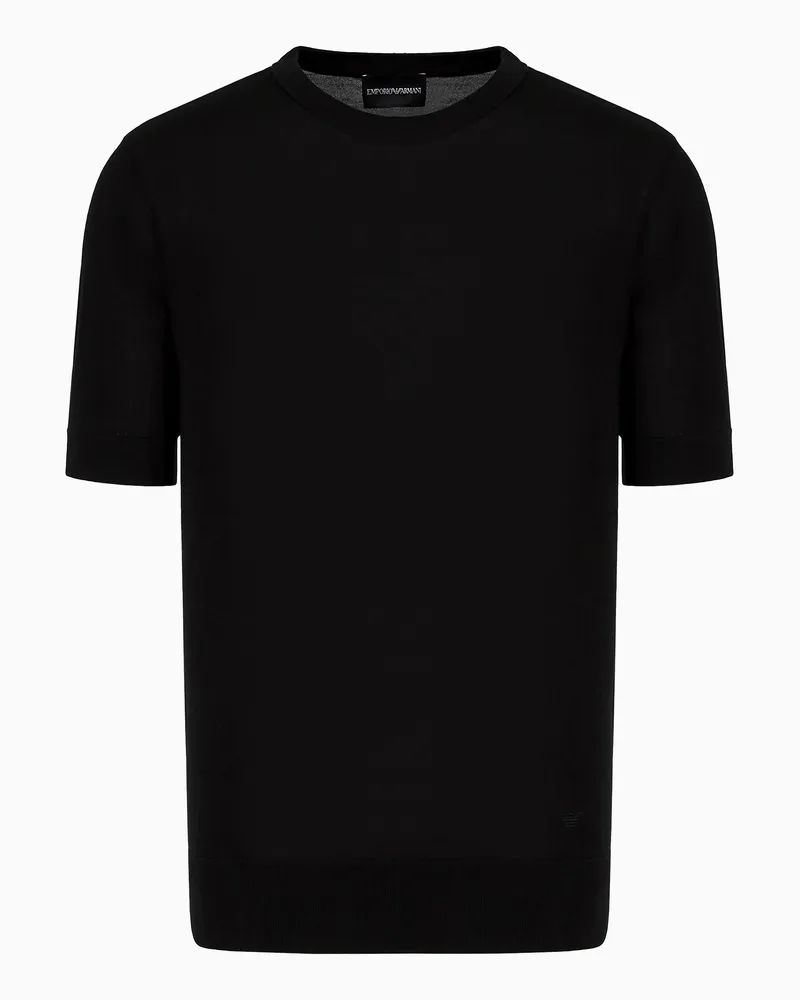 Emporio Armani Pullover aus reinem Seidensatin Schwarz