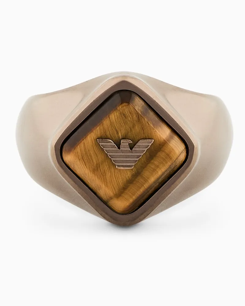 Emporio Armani Siegelring mit Tigerauge Mehrfarbig