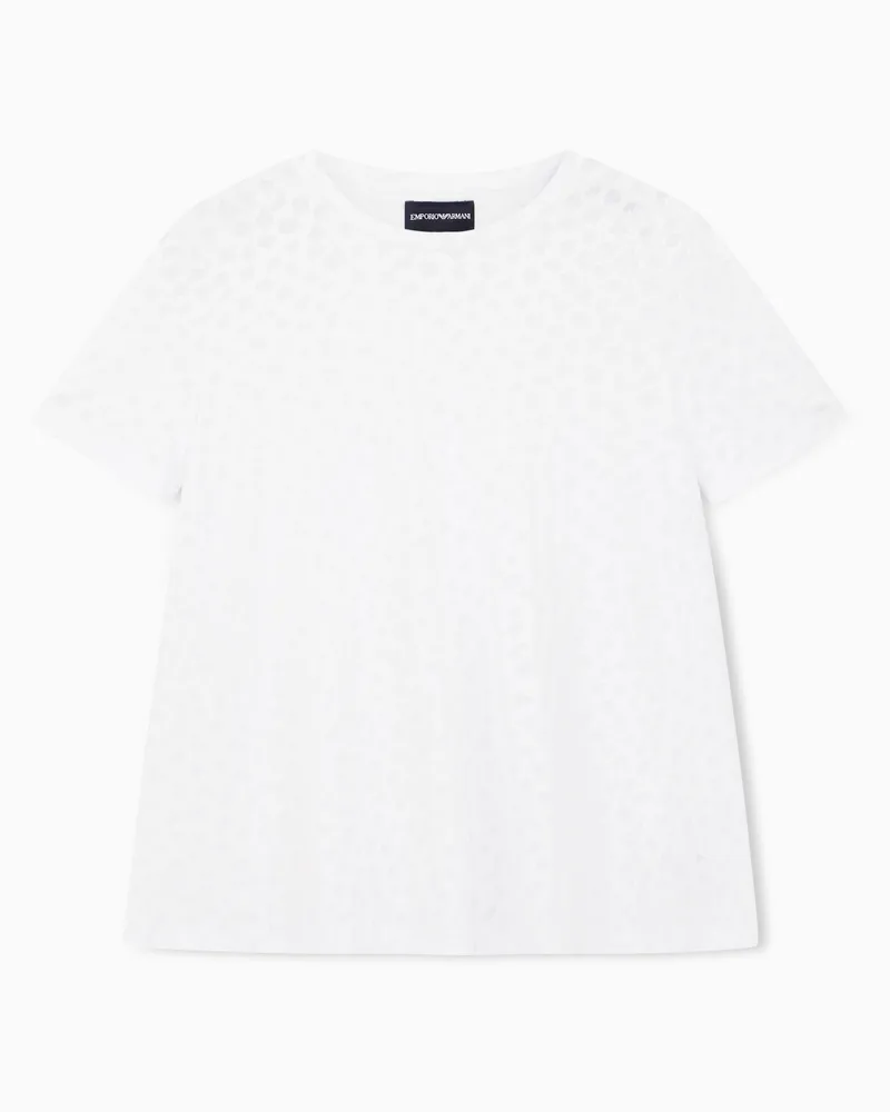 Emporio Armani Jeu de Cartes Jersey-T-Shirt mit Devoré-Effekt Weiß