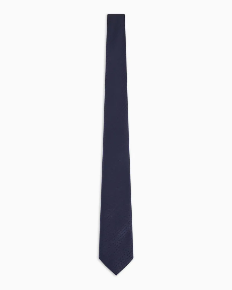 Emporio Armani Krawatte aus reiner Seide mit kleinem Jacquard-Motiv Marineblau