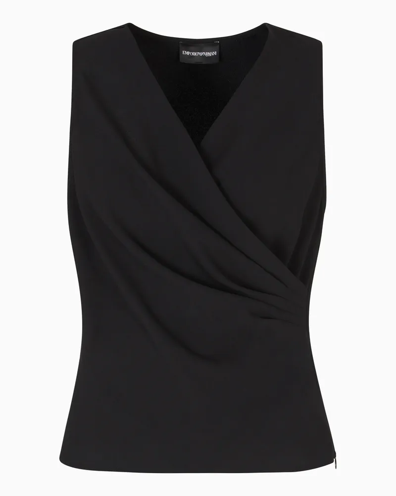 Emporio Armani Top mit Drapierung aus fließendem Crêpe Schwarz