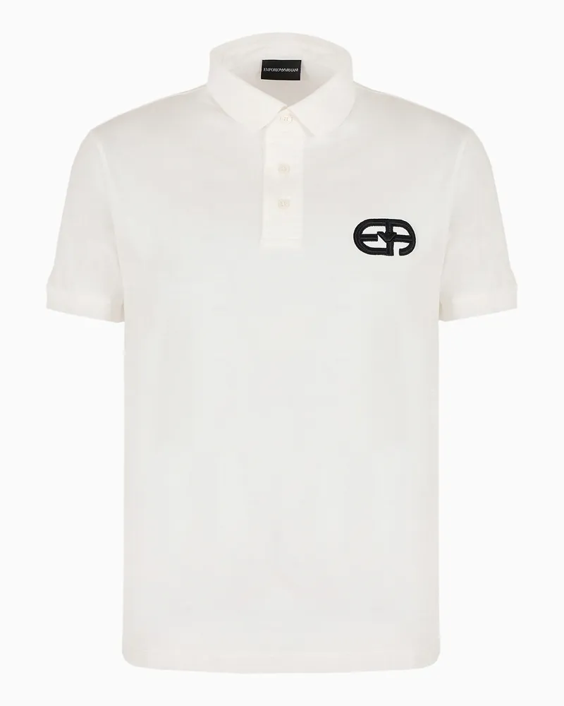Emporio Armani Poloshirt aus Jersey-Lyocell-Mischung mit EA-Logostickerei in Relief-Optik Weiß
