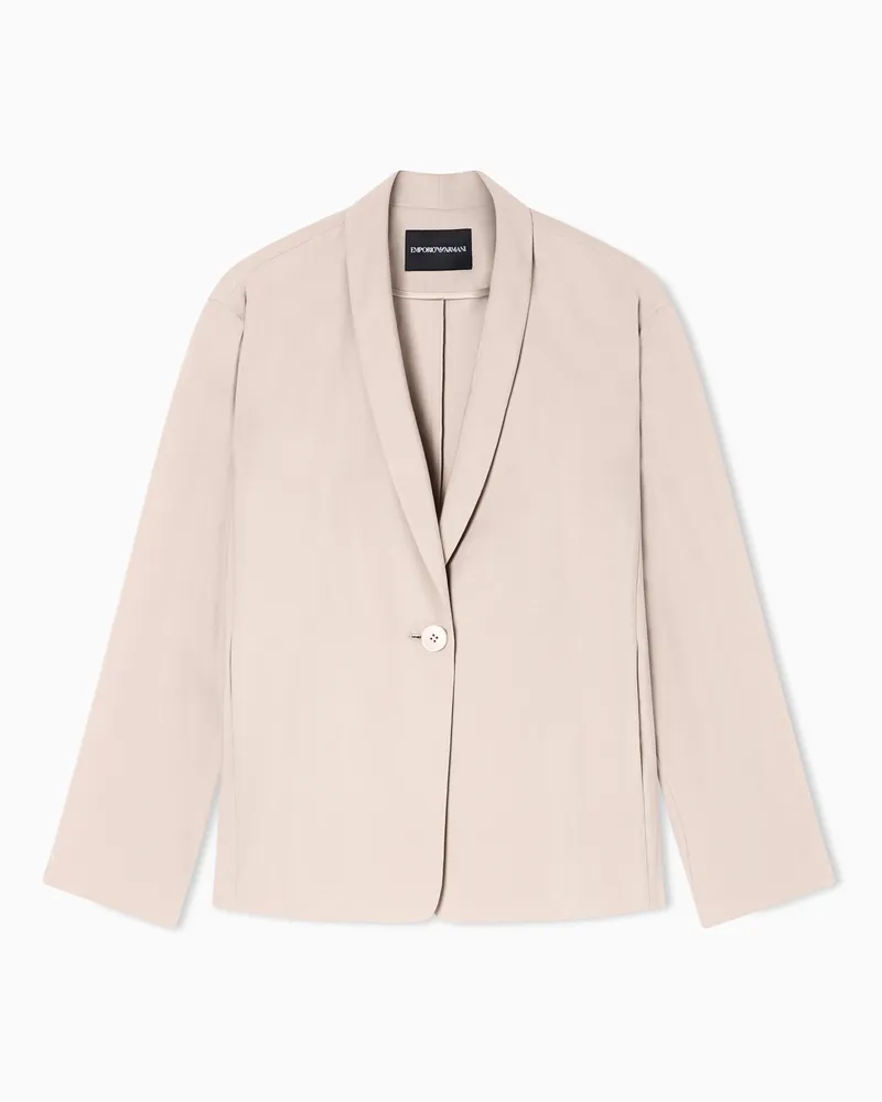 Emporio Armani Single-breasted jacket with shawl neckline in washed twill Beige