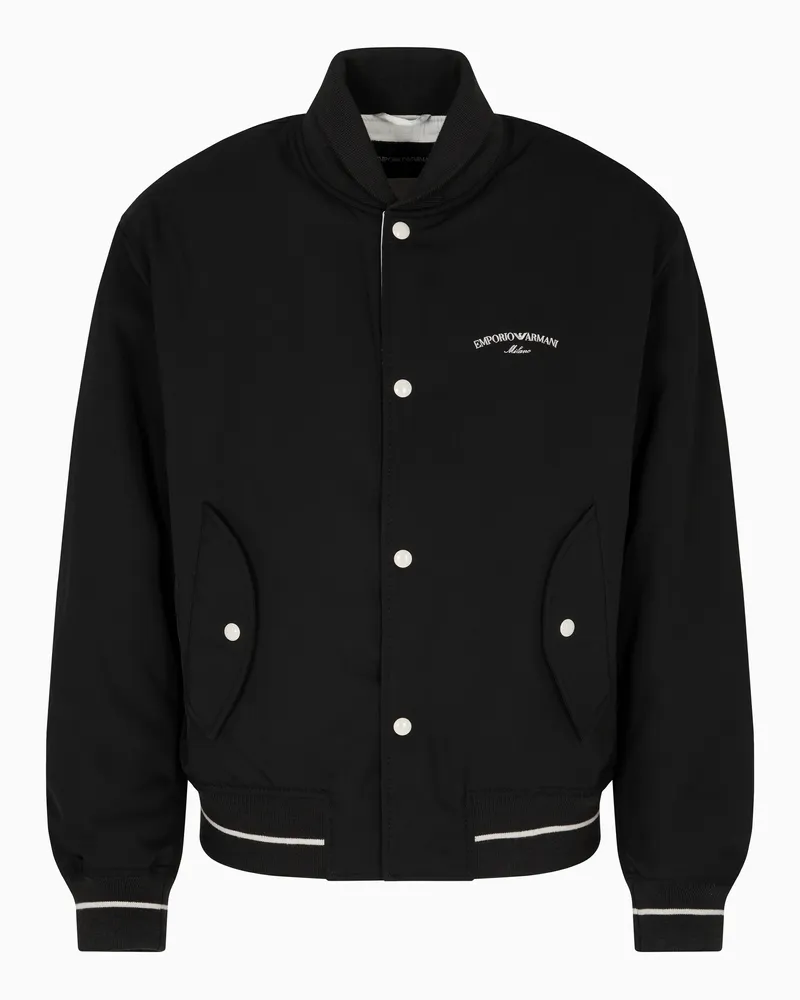 Emporio Armani Bomberjacke aus Nylon mit gesticktem Logo Schwarz