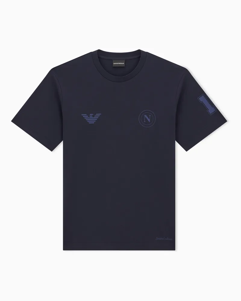 Emporio Armani Jersey-T-Shirt aus der SSC Napoli Capsule Marineblau