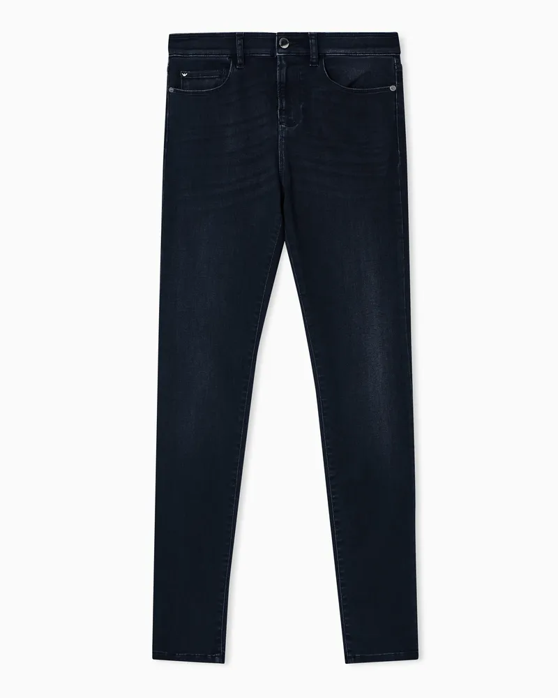 Emporio Armani Jeans J20 mit hohem Bund und sehr schmalem Bein aus Stone-Washed-Denim Schwarz