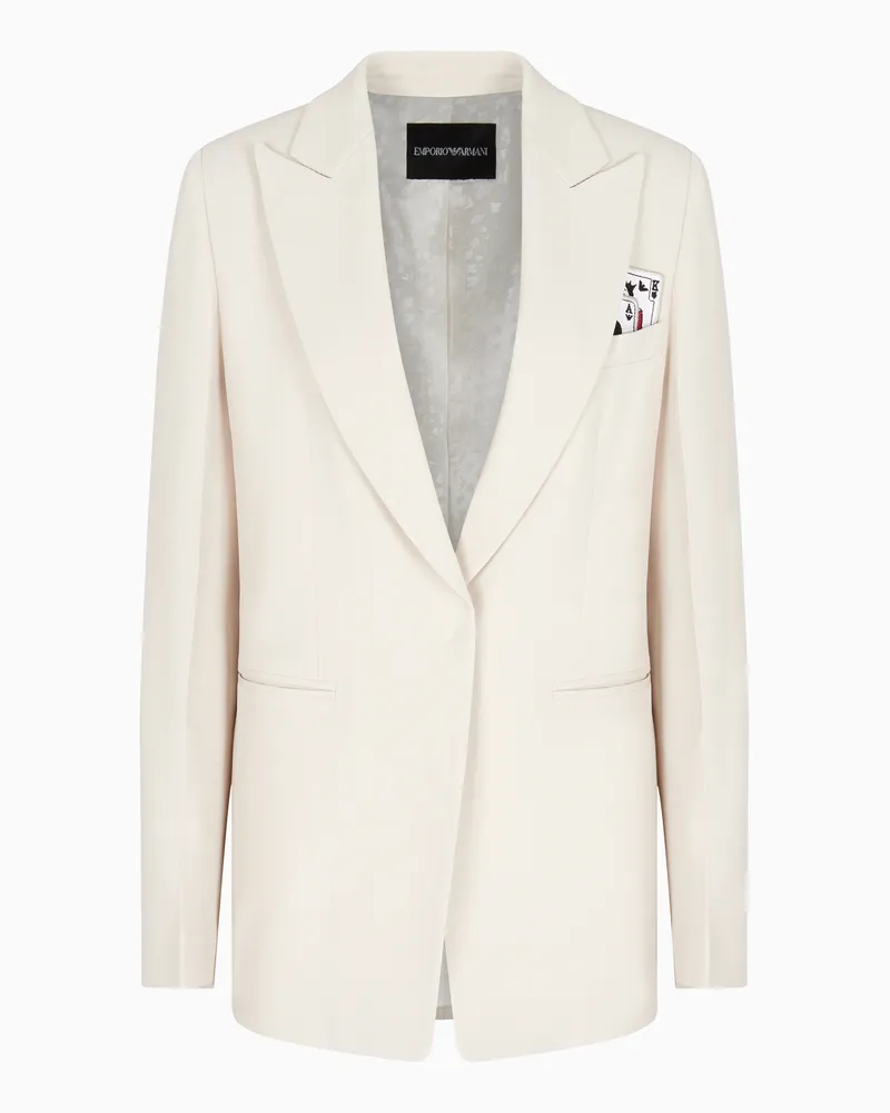 Emporio Armani Einreihiger Blazer aus Enver-Satin mit „Jeu de Cartes“-Detail Beige