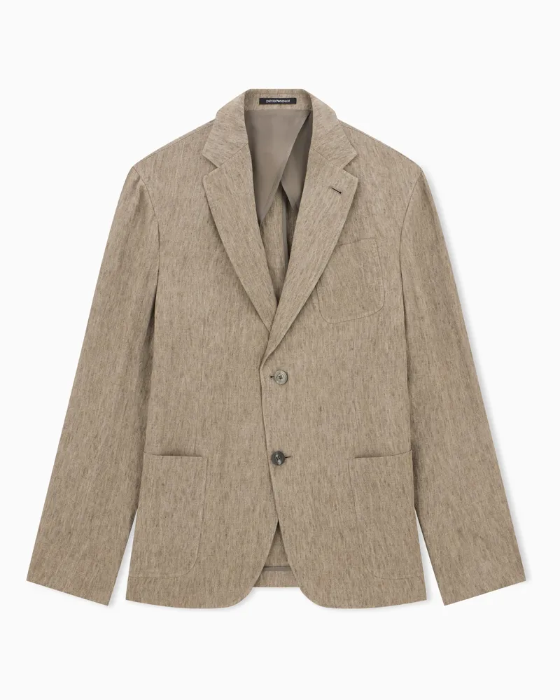 Emporio Armani Leinen Sakko als Einreiher mit zwei Knöpfen Essential Beige
