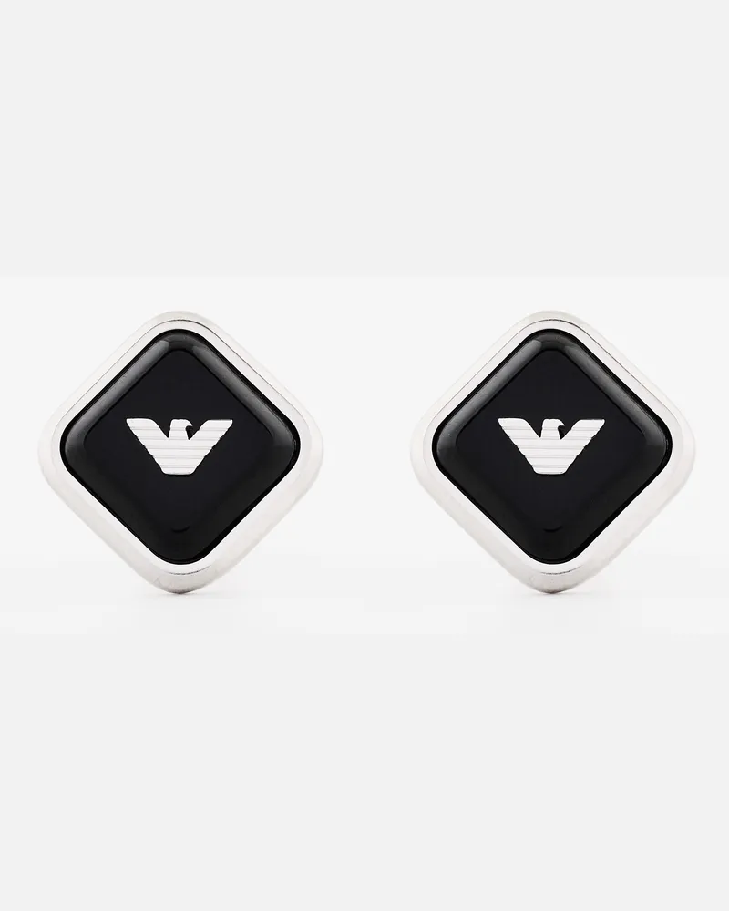 Emporio Armani Manschettenknöpfe aus Edelstahl mit schwarzem Onyx Mehrfarbig