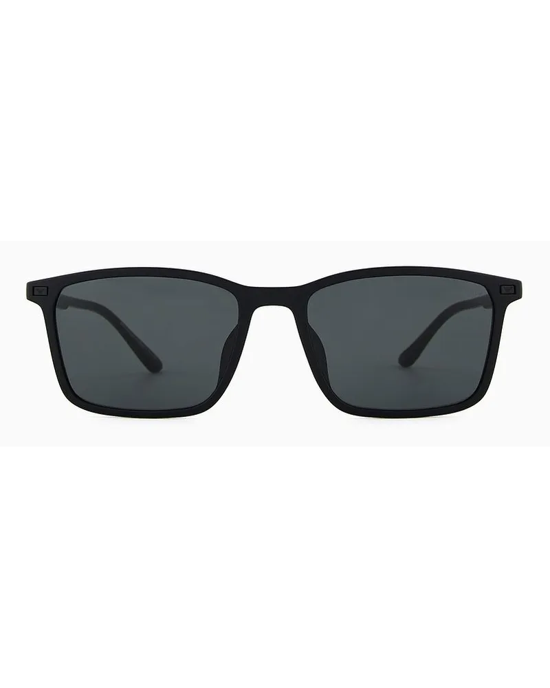 Emporio Armani Sonnenbrille mit Rechteckiger Fassung Für Herren Schwarz