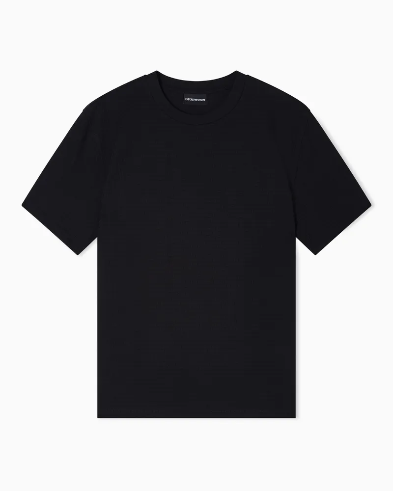Emporio Armani T-shirt in jacquard jersey with all-over lettering Schwarz
