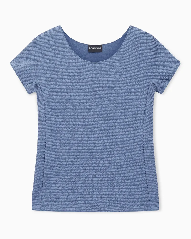 Emporio Armani T-Shirt aus Jersey mit Präge-Effekt Hellblau