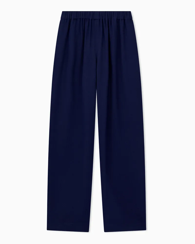 Emporio Armani Regular Fit Hose aus Crepe Gabardine mit elastischem Bund Blau