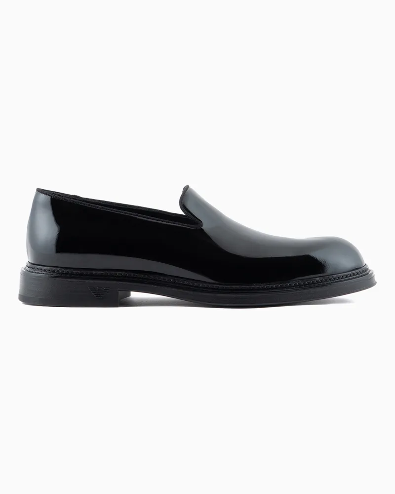 Emporio Armani Mokassins aus Lackleder Schwarz