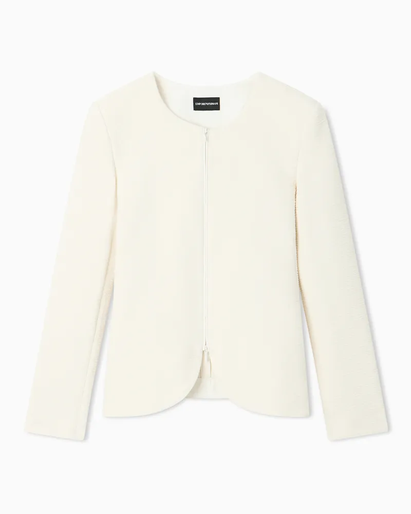 Emporio Armani Embossed jersey zip-up jacket Weiß
