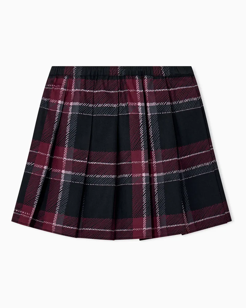 Emporio Armani Faltenrock mit Tartan-Muster aus Baumwolle und Viskose Blau