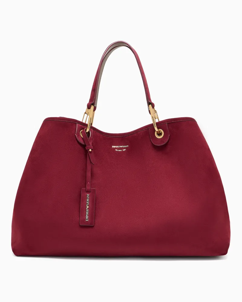 Emporio Armani MyEA großer Shopper in Veloursleder-Look Rot
