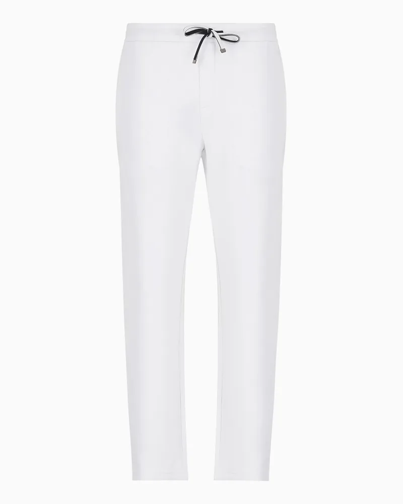 Emporio Armani Jogginghose aus doppellagigem Jersey mit Adler-Logo-Aufnäher Weiß