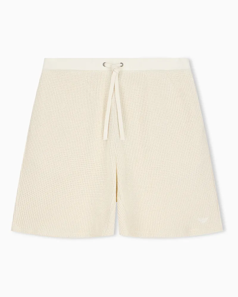 Emporio Armani Icon Bermudashorts mit Tunnelzug aus Jersey-Strick Beige