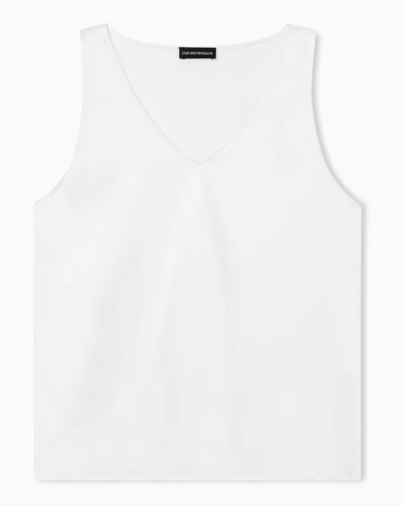 Emporio Armani Top mit V-Ausschnitt aus Seiden-Satin Weiß