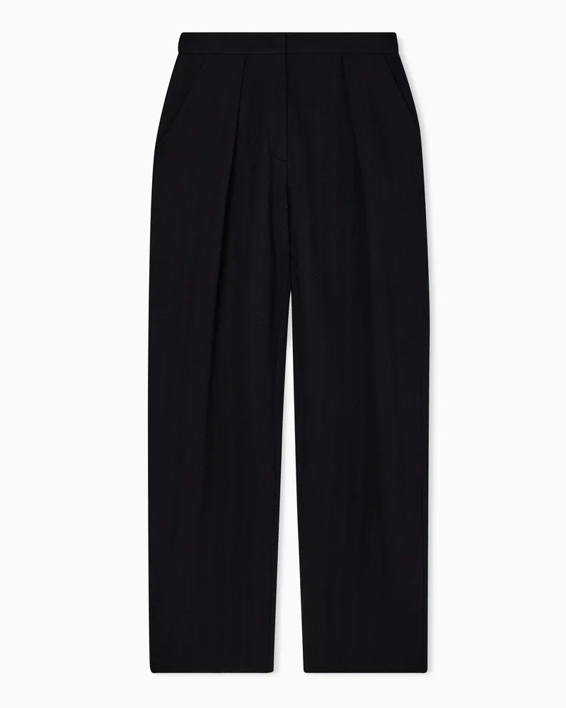 Emporio Armani ASV Bundfalten-Hose aus Jersey mit Chevron-Motiv Schwarz