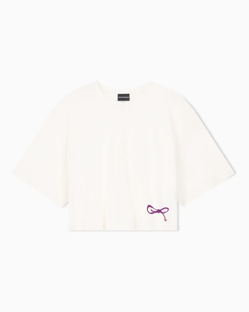 Emporio Armani Oversize T-Shirt aus Supima-Baumwolljersey Weiß