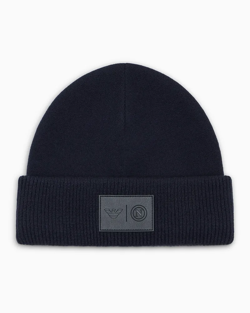 Emporio Armani Jungfräuliche Wollmütze Capsule SSC Napoli Marineblau