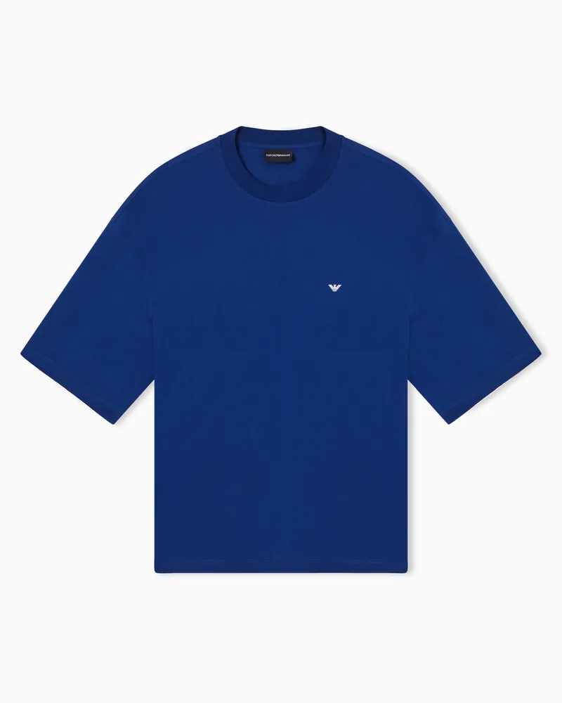 Emporio Armani Basic crewneck cotton jersey T-shirt Blau