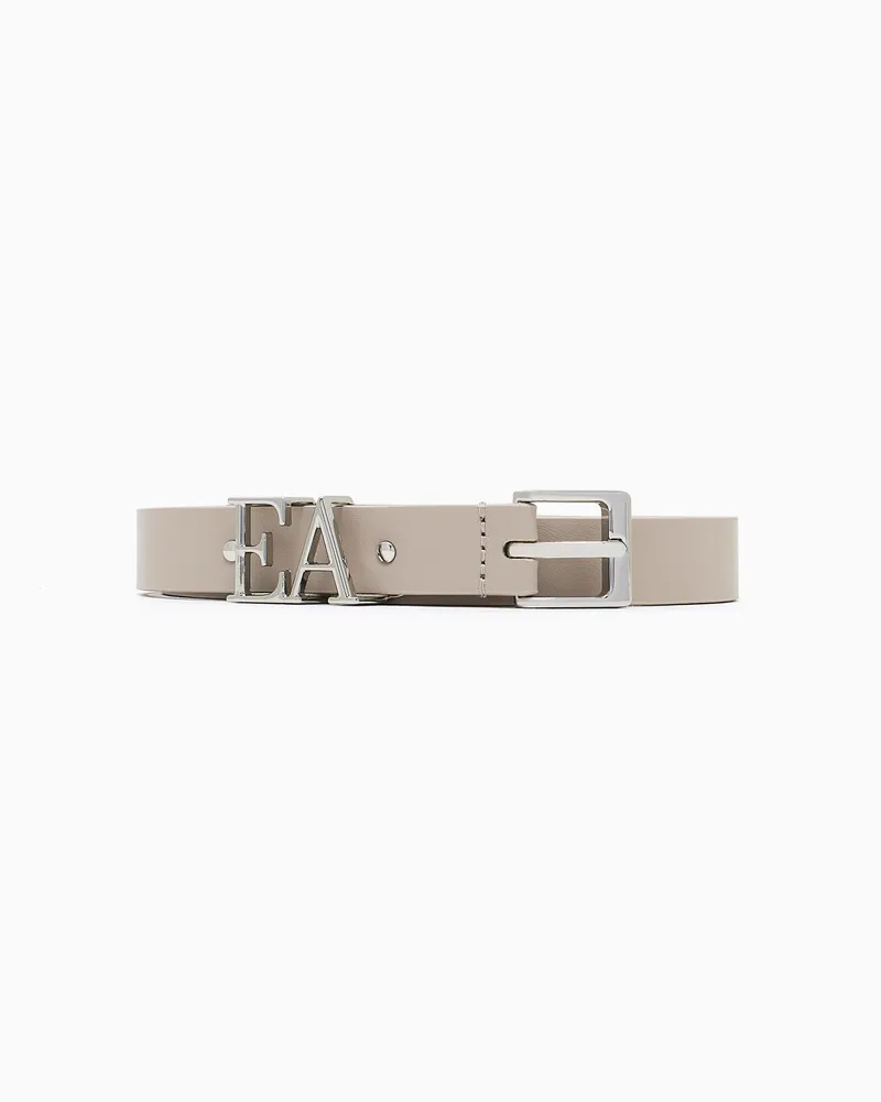 Emporio Armani Gürtel aus Glattleder mit EA-Relieflogo auf der Schließe Beige