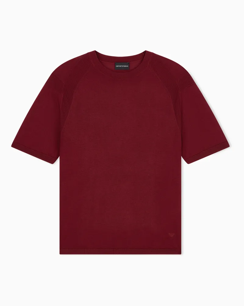 Emporio Armani Pullover Regular Fit aus Lyocell und Schurwolle Rot