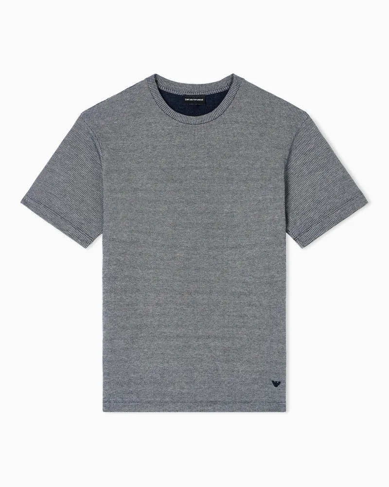 Emporio Armani ASV zweifarbiges Jersey-Strick-T-Shirt Beige