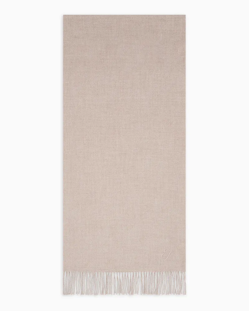 Emporio Armani Stola aus Wolle mit charakteristischem EA-Logo-Schriftzug Braun