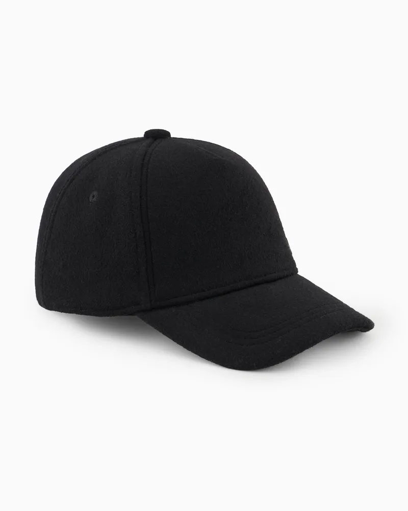 Emporio Armani Baseballcap aus Woll-Stoff mit Logo-Stickerei Marineblau