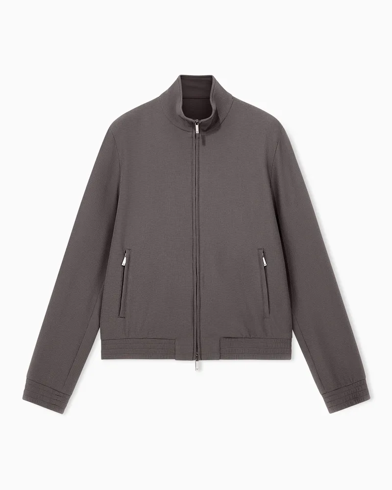 Emporio Armani Blousonjacke aus 3D-Crêpe-Jersey mit Reißverschluss Grau