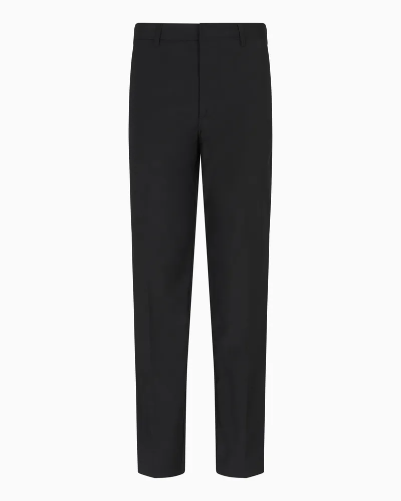 Emporio Armani Chino-Hose aus Woll-Popeline Schwarz